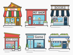  Free Vector Collection of shops and stores
