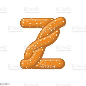  Letter z galleta salada, pretzel snack font symbol comida alphabet Vector Image