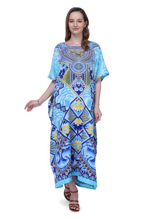  Miss Lavish লন্ডন Womens Kaftans কিমোনো ম্যাক্সি Style Dresses 132-Blue, 3 Size Option