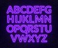 Neon Purple Alphabet on Brick Wall Background Capital Letter - the-alphabet photo