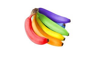 Rainbow Colored Bananas, Diversity and Uniqueness Stock Photo