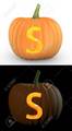 S Letter Carved On Pumpkin Jack Lantern Isolated On And White - the-letter-s photo