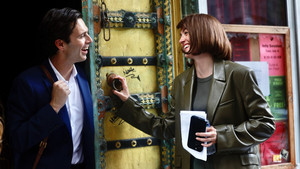 Sebastian Stan and Renate Reinsve filming 'A Different Man' | July 14, 2022 | New York City 