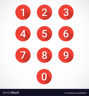  Set of red number icon Royalty Free Vector Image