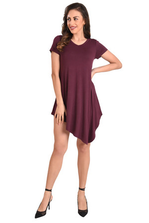  Short Sleeve T-Shirt Dress, Burgundy