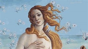  The Birth of Venus, Goddess of Beauty and Cinta (The Original Painting Fragment)