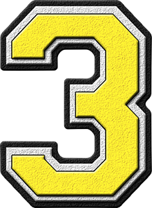  Yellow Varsity Numeral 3