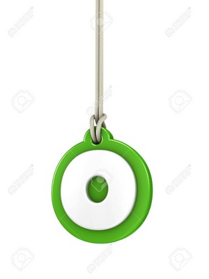 Green lowercase letter o hanging