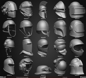  Pack of 20 Helmets Kitbash Vol 01 set 003