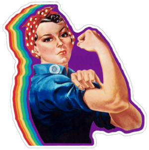 Rainbow Rosie The Riveter - Small Bumper Sticker