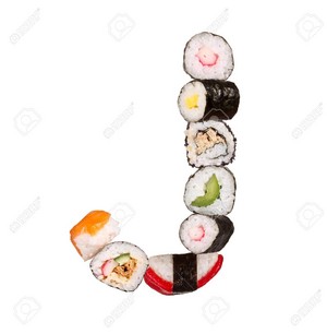 Sushi Alphabet Letter J Isolated On White Background