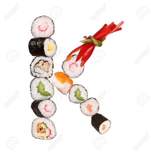  Sushi Alphabet Letter K Isolated On White Background