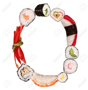  Sushi Alphabet Letter O Isolated On White Background