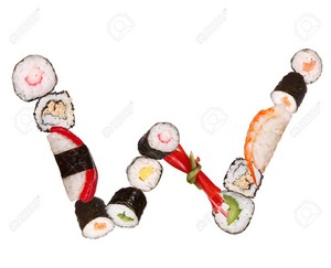  Sushi Alphabet Letter W Isolated On White Background