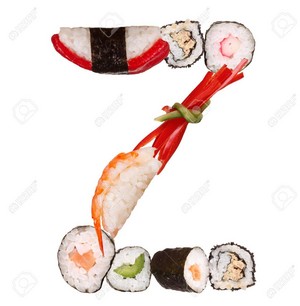  Sushi Alphabet Letter Z Isolated On White Background