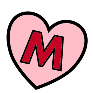  Letter M In ハート, 心 Coloring Page