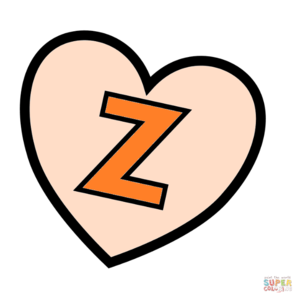  Letter Z In ハート, 心 Coloring Page
