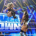 Liv Morgan and Dakota Kai | Women's Tag Team Titles | Friday Night Smackdown | December 16, 2022 - wwe photo