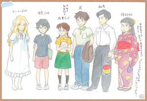 Original Character Design Concepts for Marnie, Anna, Sayaka, Takeshi, Kazuhiko, and Nobuko