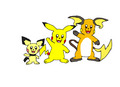 Pichu Pikachu and Raichu from Pokémon  - pokemon fan art