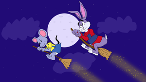  Reader Rabbit and Mat the souris on the broomsticks