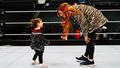 Rebecca Quin (Becky Lynch) and daughter Roux | Behind the scenes of Raw XXX - wwe photo