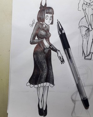 Creepy Susie Pen Sketch Inking