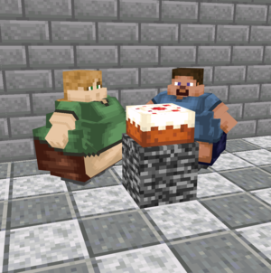 Fat Minecraft Alex and Fat Steve fight for cake ohio memes