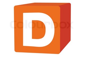  Letter D On jeruk, orange Box