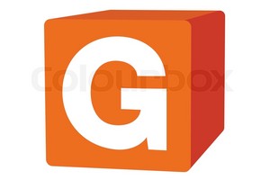  Letter G On jeruk, orange Box