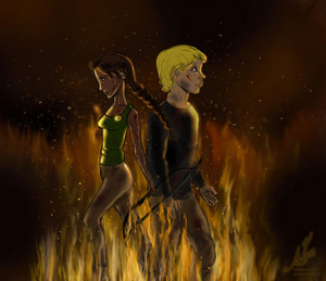 Peeta/Katniss Drawing - Burn Me With Fire
