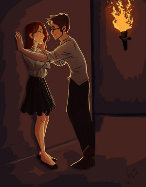James/Lily Drawing - Firelight