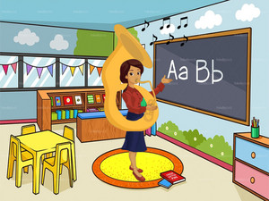  ABC panya, kipanya Teacher Playing Her Sousaphone