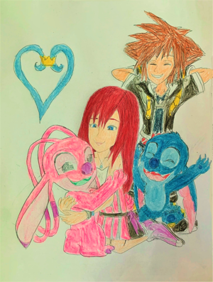  Kairi and 天使 (624) hugs with Sora and Stitch (626).