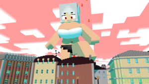  Minecraft (Майнкрафт) Giant woman destroys a city