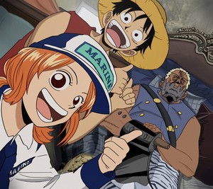  Nami and Luffy and مورگن