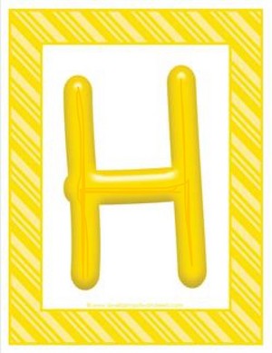 Stripes and Candy Colorful Letters Uppercase H