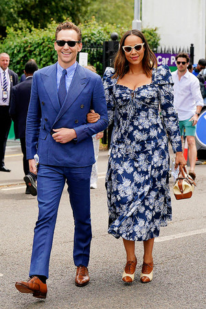 Tom Hiddleston and Zawe Ashton attend the Wimbledon Tennis Championships | July 16, 2023