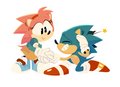 sonic and amy - sonic-the-hedgehog fan art