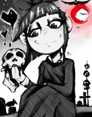 Creepy Susie holding skull anime