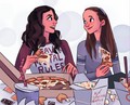 Lorelai and Rory eating - gilmore-girls fan art