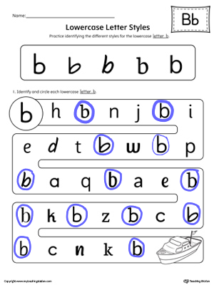  Lowercase Letter Styles Worksheet Color B