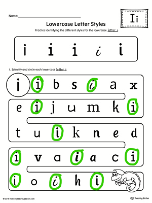  Lowercase Letter Styles Worksheet Color I