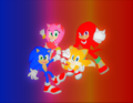 Sonic, Amy Rose, Tails and Knuckles Fast Friends Forever Wallpaper.. - sonic-the-hedgehog fan art