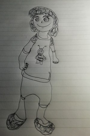 An anime style drawing of myself wearing a Maya shirt