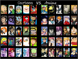 Cartoon Vs. Anime Roster by juanito316ss