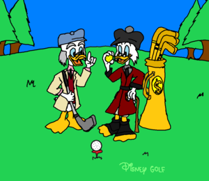  ডিজনি Golf (Professor Von পাতিহাঁস and Scrooge McDuck) Practice Golf Everyday. Change Outfits