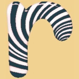 Lowercase Candy Cane R