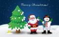 christmas - santa and snowman wallpaper