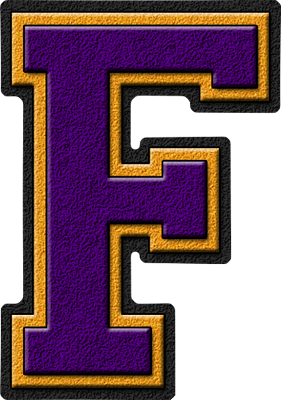  Purple & goud Varsity Letter F